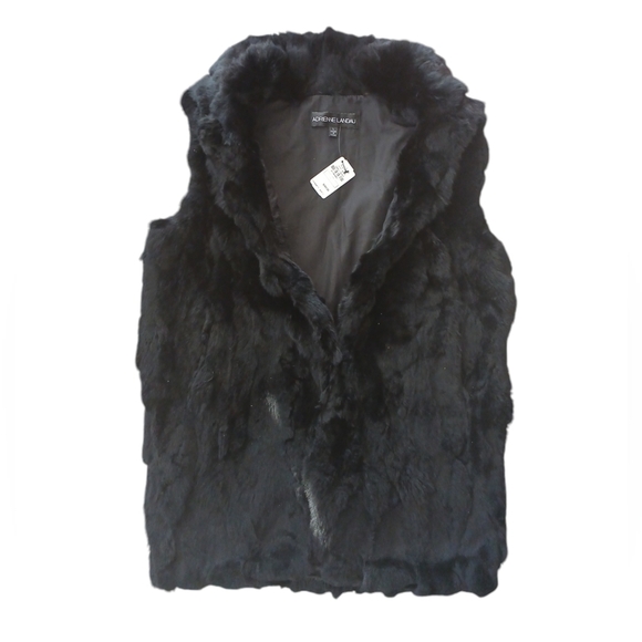 Adrienne Landau Black Fur Vest Size Large - Picture 1 of 5